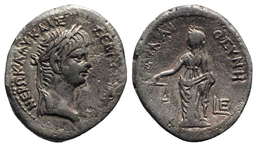 Nero (54-68). Egypt, Alexandria. BI Tetradrachm - R/ Dikaiosyne