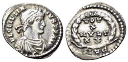 Ancient Coins - Julian II (360-363). AR Siliqua. Lugdunum.  R/ VOT/ X/ MVLT/ XX in four lines