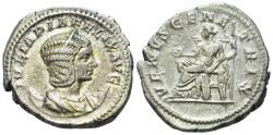 Ancient Coins - Julia Domna (Augusta, 193-217). AR Antoninianus. Rome, c. 215-7.  R/ Venus seated