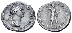 Ancient Coins - Trajan (AD 98-117). AR Denarius. Rome mint. R/ VIRTUS
