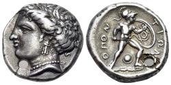 Ancient Coins - Lokris, Lokri Opuntii (c. 370-360 BC). AR Stater R/ AJAX