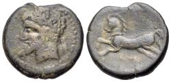 Ancient Coins - Kings of Numidia, Massinissa or Micipsa (203-148 BC or 148-118 BC). Æ Unit. R/ HORSE