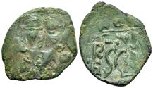 Ancient Coins - Heraclius (610-641). Æ 40 Nummi. Syracuse, 632-641. Countermarked: crowned facing busts of Heraclius and Heraclius Constantine
