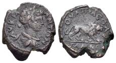 Ancient Coins - Thrace. Pautalia. Caracalla (198-217). Æ 18mm R/ LION Ex Thomas R. Miller Collection, sold with original collector ticket.