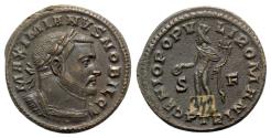 Ancient Coins - Galerius (Caesar, 293-305). Æ Follis - Treveri - R/ Genius
