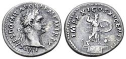 Ancient Coins - Domitian (AD 81-96). AR Denarius. Rome mint. R/ Minerva standing right on capital of rostral column