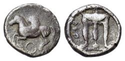 Ancient Coins - ITALY, Bruttium, Croton (Kroton), (430-420 B.C.) AR Triobol. Tripod / Pegasos