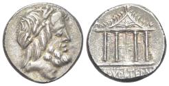 Ancient Coins - ROME REPUBLIC M. Volteius M.f., Rome, 78 BC. AR Denarius. R/ Temple of Jupiter Capitolinus EXTREMELY FINE