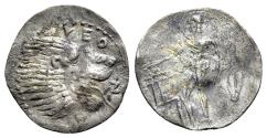 Ancient Coins - Sicily, Leontini, c. 450-440 BC. AR Litra. Head of roaring lion. R/ River god