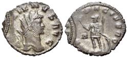 Ancient Coins - Gallienus (AD 253-268). BI Antoninianus. Rome mint. R/ MARTI PACIFERO. Mars standing