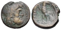 Ancient Coins - Bruttium, The Brettii, c. 211-208 BC. Æ Unit-Drachm. Head of Zeus r.; dagger to l. R/ Eagle standing l.