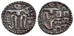 Ancient Coins - SRI LANKA (CEYLON), Native coinages. Polonnaruwa period. Sahasa Malla. (1200-1202). Æ Kahavanu. King standing facing / King reclining right