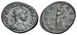 Ancient Coins - Numerian (282-284). Æ Radiate. Lugdunum. Radiate and cuirassed bust r. R/ Pietas standing r. before altar
