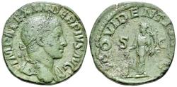 Ancient Coins - Severus Alexander (AD 222-235). Æ Sestertius. Rome, AD 232. R/ PROVIDENTIA