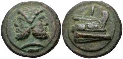 Ancient Coins - ROME REPUBLIC Anonymous (Circa 225-217 BC). Æ Aes Grave As. Rome mint. Head of bearded Janus R/ Prow of galley Ex Spink Numismatic e-Circular 42, lot 3131