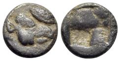 Ancient Coins - Lesbos, Unattributed early mint, c. 500-450 BC. BI Obol. Boar’s head r.; eye above.