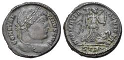 Ancient Coins - Constantine I (307/310-337). Æ Nummus - Follis. Treveri, AD 323-324. R/ SARMATIA DEVICTA, Victory