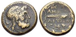 Ancient Coins - Macedonia, Amphipolis (ca. 187-168/7 BC). Æ 19mm. Head of Poseidon R/ AMΦIΠOΛITΩN, CLUB
