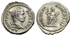 Ancient Coins - Caracalla (AD 198-217). AR Denarius, Rome, 210. R/ VIRTUS