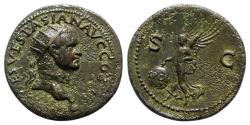 Ancient Coins - Vespasian (69-79). Æ Dupondius - Lugdunum - R/ Victory