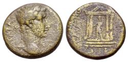 Ancient Coins - Mysia, Pergamum. Augustus (27 BC-AD 14). Æ 18mm  R/ Tetrastyle temple.