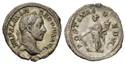 Ancient Coins - Severus Alexander (222-235). AR Denarius. Rome.  R/ FORTUUNA
