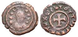 Ancient Coins - AXUM. temp. Ezanas (mid. 340s-circa 380). Æ Lepton. Anonymous 'BACIΛEYC' issue. R/ Cross pattée
