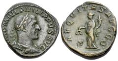 Ancient Coins - Philippus I 'the Arab' (244-249). Æ sestertius. R/ AEQUITAS