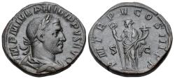 Ancient Coins - Philip I Arab (AD 244-249). Æ Sestertius. Rome mint. R/ FELICITAS