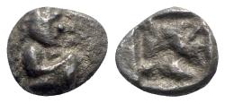 Ancient Coins - Thraco-Macedon, Siris, c. 525-480 BC. AR Eighth Stater – Trihemiobol, Satyr.