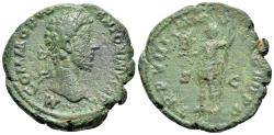 Ancient Coins - Commodus (AD 177-192). Æ As. Rome mint. Struck 183 AD. R/ VIRTUS