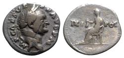 Ancient Coins - Vespasian (69-79). AR Denarius - Rome - R/ VESTA