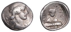 Ancient Coins - Roman Republican. M. Plaetorius M.f. Cestianus (c. 69 BC) AR Denarius. Draped bust of Fortuna R/ Half-length figure. RARE