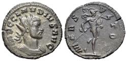 Ancient Coins - Cladius II Gothicus (AD 268-270). BI Antoninianus. Rome. R/ MARS VLTOR. Mars advancing right