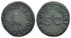 Ancient Coins - Claudius (41-54). Æ Quadrans. Rome, AD 41. Modius. R/ Large S • C