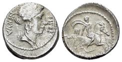 Ancient Coins - ROME REPUBLIC Moneyer issues of Imperatorial Rome. A. Licinius Nerva. 47 BC. AR Denarius. Rome mint. R/ HORSEMAN