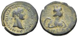 Ancient Coins - Hadrian (AD 117-138). Arabia, Bostra. Æ 23mm R/ Turreted bust of Arabia