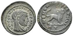 Ancient Coins - Divus Constantius I (died 306). Half Follis, commemorative issue for Divus Constantius I, struck under Constantine I. Rome, 317-318. R/ LION