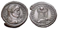 Ancient Coins - Constantine I (307/310-337). Æ Follis. Treveri, 322-3. R/ Globe on altar inscribed VO/TIS/XX
