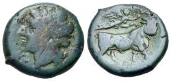 Ancient Coins - ITALY, Southern Campania, Neapolis, c. 270-250 BC. Æ 20mm.  R/ Man-headed bull