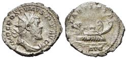 Ancient Coins - Postumus (Romano-Gallic Emperor, AD 260-269). AR Antoninianus. Treveri (Trier) mint. R/ GALLEY