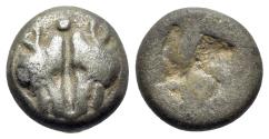 Ancient Coins - Lesbos, Unattributed early mint, c. 500-450 BC. BI Obol. Confronted boars’ heads