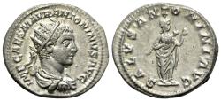 Ancient Coins - Elagabalus (AD 218-222). AR Antoninianus. Rome, 218-9. R/ SALUS Extremely Fine