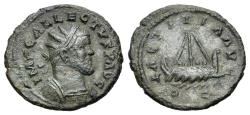 Ancient Coins - Allectus (Romano-British Emperor, AD 293-296). Æ Quinarius. Londinium (London) mint. Struck circa AD 294-295/296. R/ GALLEY