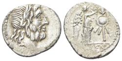 Ancient Coins - ROME REPUBLIC Cn. Lentulus Clodianus, Rome, 88 BC. AR Quinarius. R/ Victory crowning trophy