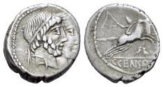 Ancient Coins - ROME REPUBLIC C. Censorinus, 88 BC. AR Denarius, Rome. Jugate heads of Numa Pompilius and Ancus Marcius
