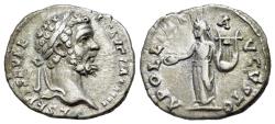 Ancient Coins - Septimius Severus (AD 193-211). AR Denarius. Rome, struck 194-195 AD. R/ APOLLINI AVGVSTO. Apollo standing