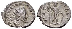 Ancient Coins - Victorinus (Romano-Gallic Emperor, AD 269-271). BI Antoninianus. Treveri, 270-1. R/ Virtus standing