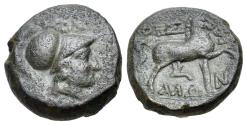 Ancient Coins - Thessaly, Thessalian League, c. 196-27 BC. Æ 17.5mm. Ippaitas, magistrate. R/ HORSE