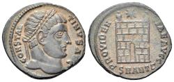 Ancient Coins - Constantine I (AD 307/310-337). Æ Follis. Antioch, 326-7. R/ Camp-gate